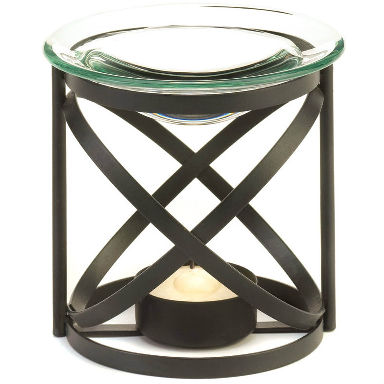 Fragrance Foundry Home Decorative Black Matte Oil Warmer with Glass Dish